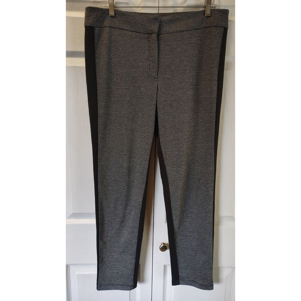 SOHO Apparel Ltd Geometric Pixels Dress Pants 14P Black White Stretch Petite